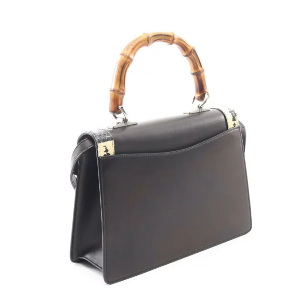 Gucci Exotic Coral Snake Bamboo Handbag Black Leather Multicolor Lilith